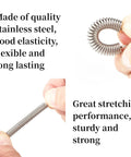 10-pack SP 9600 extension springs, stainless steel, 1/4 in by 1-1/2 in, open ends, shown stretched