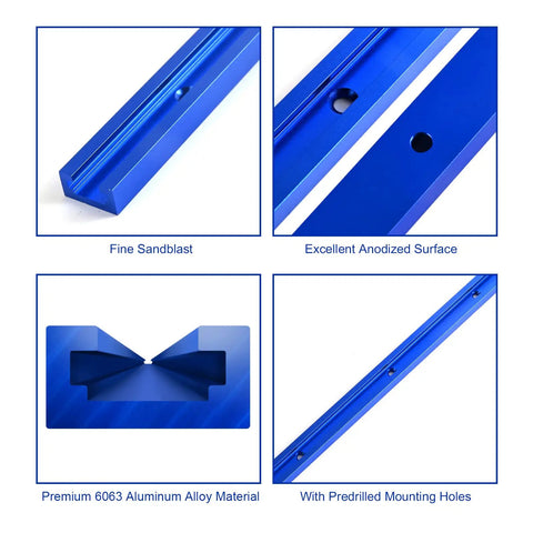 Premium Dope T Tracks For Woodworking Heavy Duty 6063 Aluminum 48 Inch Blue Set features fine sandblasted and anodized surface.