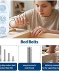 Person using hex key with Must Have 121 Piece Furniture Hardware Kit With Cam Lock Fasteners, bed bolts shown.
