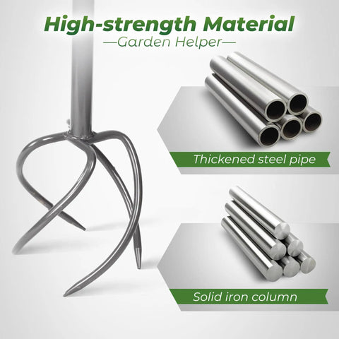 Twist Tiller Hand Tool With Removable Big Claw Garden Claw Cultivator Long Handle Steel Tiller, curved steel tines, material emphasis