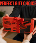 Gift-wrapped Three Piece Telescoping Magnetic Pickup Tool Set With Sixteen Pound Heavy Duty Lift, presented in hands.