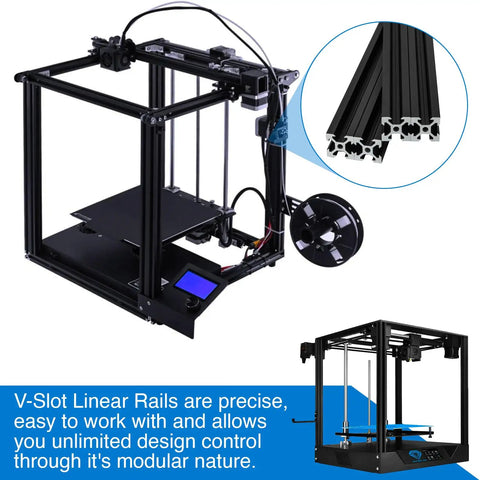 Heavy Duty 600mm 2020 V European Standard Anodized Black Aluminum Profile Extrusion Linear Rail for 3D Printers