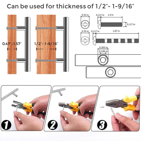 Installation guide for 30 Pack 4 Inch Satin Nickel Cabinet Pulls For Kitchen Cabinets With Six And Three Eighths Inch Overall Length And Four Inch Center To Center Mounting One Half Inch Diameter And One And Quarter Inch Projection