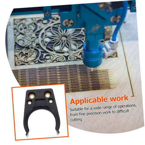 Tool Holder Clamp For Woodworking Engraving Machines Automatic Change System With Strong Clamping Force Heavy Duty Durable Aluminum Body Easy Quick Change Clip For Precise Engraving Projects, black aluminum clamp on white background