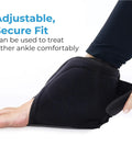 Hot And Cold Ankle Brace With Air Compression Gel Ice Pack For Ankle Pain Achilles Tendonitis Bursitis And Swelling Relief shown on foot