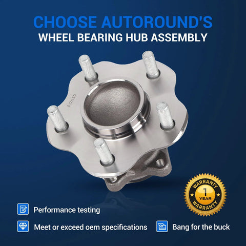 Rear Wheel Hub Assembly 512530 For Nissan Sentra 2013-2019 All Models, 5 Lug With ABS, front view with bolts and bearing