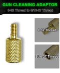 Brass Rifle And Handgun Cleaning Rod Adapter Kit With Three Thread Adapters For Bore Brushes 5-40 To 8-32 8-32 To 10-32 And 8-32 To Five Sixteenths Twenty Seven Female Threads For 22 Caliber And 12 Gauge Bore Cleaning Gear, brass 8-32 to 5/16-27 adapter