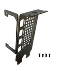 Built Tough Short Low Profile Gpu Bracket Replacement For Nvidia Quadro Rtx A2000 Professional Graphics Card with screws, silver metal design.