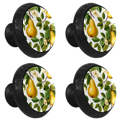 Snazzy Pear Shaped Cabinet Knobs 4 Pack Drawer Pulls for Kitchen Bath Bedroom Office Dresser Handles, pear design visible