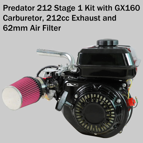 Predator 212 Stage 1 Carb Kit With 212 Exhaust Pipe For Predator 212 224cc 196cc GX160 GX200 engine upgrade with air filter