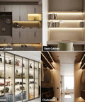 Entrance and desk cabinets illuminated with 12V Modular COB LED Cabinet Light Strips, 3000K Warm Glow, showing light placement and ambiance.