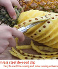 Person using Stainless Steel Pineapple Eye Peeler and V Shape Cutter With Clip for Easy Eye Removal Core and Peel No Fuss Tool