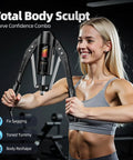 Upgrade Your Gains With This East Mount Twister Arm Exerciser Featuring Adjustable Hydraulic Resistance From 22 To 440 Lbs For Intense Home Workouts Designed To Build Chest, Shoulder And Arm Muscles Fast With A Comfortable Non Slip Grip And Ergonomic in use by a woman in a gym setting.