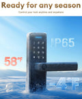 Smart Door Lock With Lever Handle And WiFi Keyless Entry Fingerprint Deadbolt App Control And Touchscreen Keypad With Ice
