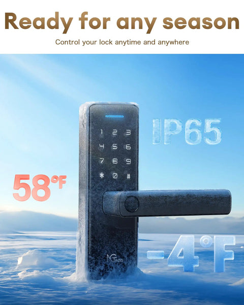 Smart Door Lock With Lever Handle And WiFi Keyless Entry Fingerprint Deadbolt App Control And Touchscreen Keypad With Ice