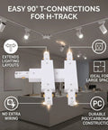 Two Pack H Track T Connector 3 Wire Single Circuit White 90 Degree Branch Track Lighting Adapter for easy connections.
