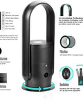 Keep It Chill And Clear The Air With This Top Shelf Bladeless Tower Fan Air Purifier Combo with remote and LED touchscreen.