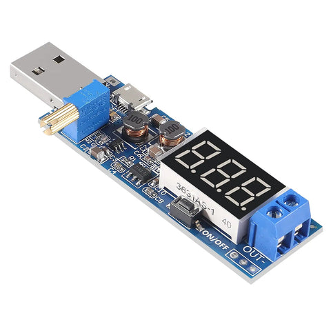USB Step Up Down Power Supply Module With Adjustable DC-DC Boost Buck Converter From 1.2V To 24V, 5V Input To 3.5V 12V Output, Built In Display