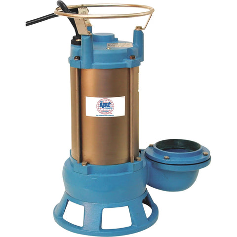 Built Tough Submersible Sewage Shredder Pump With 1 HP Single Phase Motor 7200 GPH Capacity And 2 Inch Ports, heavy cast iron design