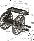 Steel Wall Mount Hose Reel With Built-In Shelf In Bronze Finish Holds 125 Feet Of 5/8 Inch Hose Weather Resistant Powder Coat Fully Assembled