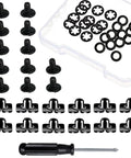 Football Back Plate Hardware Kit with screws, nuts, washers, and gaskets; durable carbon steel, 12 sets in black coat