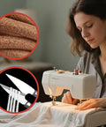 2 Pack Leather Treadle Sewing Machine Belts, 72 Inch Long, Three Sixteenth Inch Wide With Hooks - All-In-One 31-Piece Replacement Kit For Vintage Singer And Jones Machines, Includes Bobbins, Needles, Threaders, Scissors, Hemming Clips, leather belt close-up