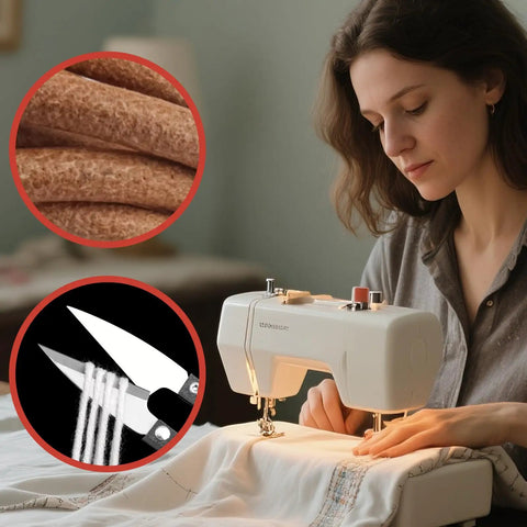 2 Pack Leather Treadle Sewing Machine Belts, 72 Inch Long, Three Sixteenth Inch Wide With Hooks - All-In-One 31-Piece Replacement Kit For Vintage Singer And Jones Machines, Includes Bobbins, Needles, Threaders, Scissors, Hemming Clips, leather belt close-up
