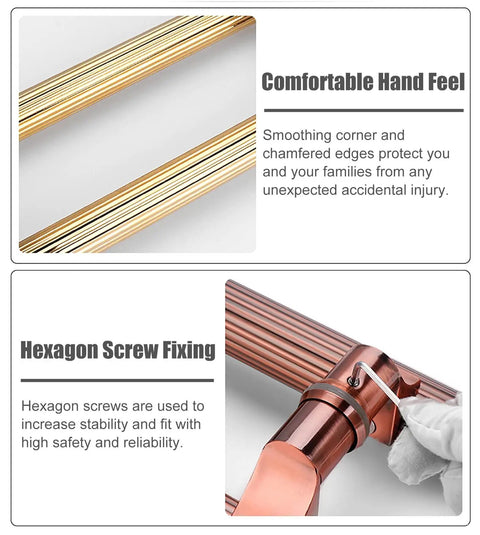 Close-up of gold finish handle with hexagon screw from Vintage Style Stainless Steel Heavy Duty Barn Door Handle Set For Front And Back Doors