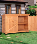 Outdoor Wooden Storage Shed With Extra Large Capacity Garden Tool Cabinet Weather Resistant Patio Organizer for Yard Gear and Lawn Equipment