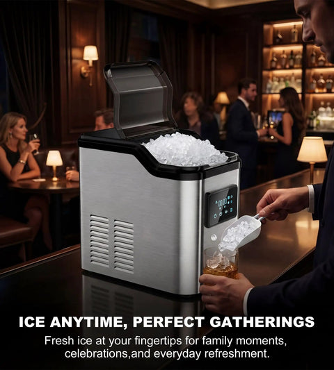 Gotta Have This Countertop Nugget Ice Maker Slaps Out Crisp Pebble And Crushed Pellets Fast With No Sweat Self Cleaning Routine 45 Lbs Daily, stainless steel design.