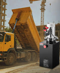 Heavy Duty 12V DC Hydraulic Pump Power Unit With 10 Quart Steel Reservoir, Single Acting 3200 PSI, SAE 6 Connector near dump trailer.