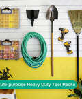 Eight Pack Pegboard Hooks For One Quarter Inch Pegboards Heavy Duty Metal Tool Hangers organizing garage tools on wall rack