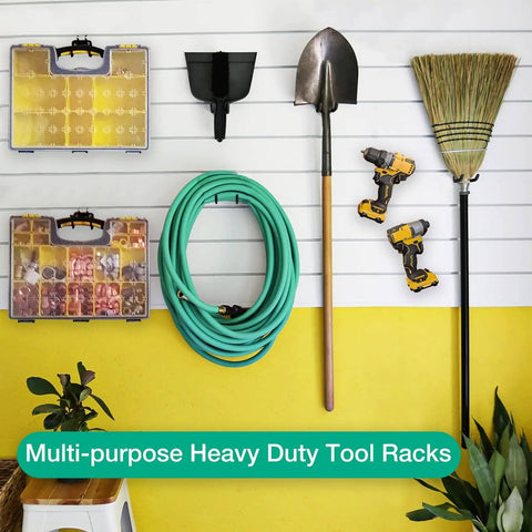 Eight Pack Pegboard Hooks For One Quarter Inch Pegboards Heavy Duty Metal Tool Hangers organizing garage tools on wall rack