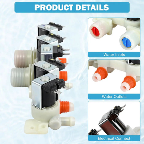 Washer Water Inlet Valve Replacement With Easy Install And Durable Build For No Fuss Water Flow Across Wash Cycles Compatible With WT7200CW