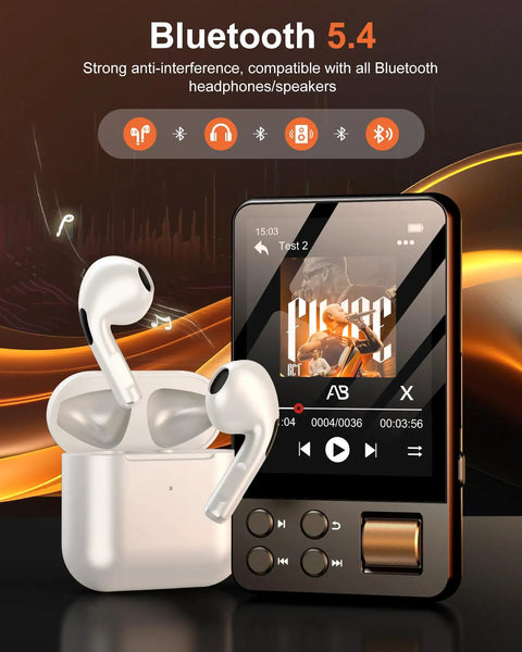 Image of 128GB Bluetooth 5.4 MP3 Player With Built In HD Speaker FM Radio Voice Recorder HiFi Sound Earphones Included.
