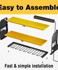 Pro Grade Power Tool Organizer With Charging Station Wall Mount And Surge Protected Power Strip For Garage Organization Cordless Drill And Battery Holder Yellow Shelf disassembled view