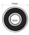 Deep groove ball bearing, close-up view, 6x17x6 mm, double sealed, high carbon steel