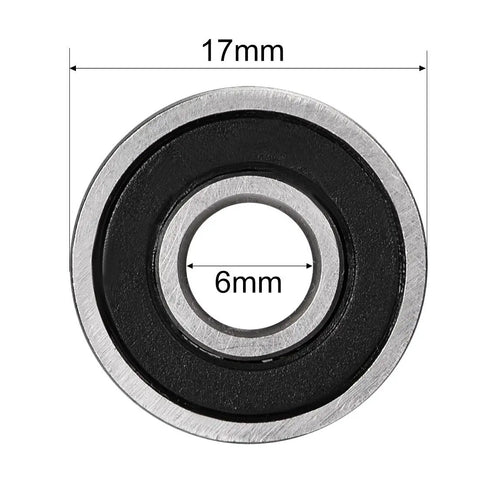 Front view of a Double Sealed Deep Groove Ball Bearing 606-2RS 6x17x6 mm High Carbon Steel, showing inner and outer diameter