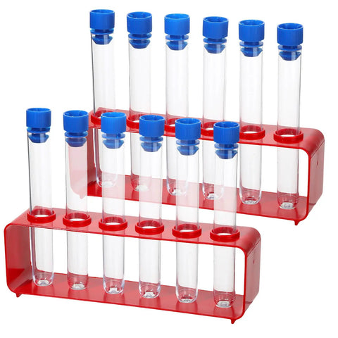 Two Sets Clear Plastic Test Tubes With Rack And Caps 6-Hole Holder For Party Decor Science Experiments Shot Tubes And Candy Favors Nurse Themed