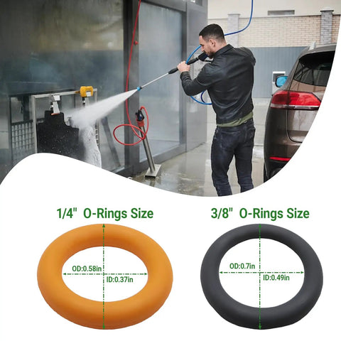 Ultimate 100-Piece Pressure Washer O-Rings Kit for M22 14mm Quick Connect Couplers; displayed 1/4 orange and 3/8 grey seals
