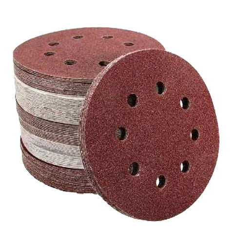 Check Out This Rad 5 Inch Sandpaper Set Of 75 Aluminum Oxide Discs With Five Grits Made Super Tough For Chipping Rust, Peeling Paint, And Polishing Wood Or Metal Gear Up Your Garage Projects Today. Stack of aluminum oxide sanding discs in various grits.