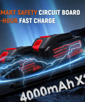 Beast Of A 12 Inch Brushless Cordless Chainsaw With 42V 4.0Ah Batteries, 4000mAh power packs, smart circuit board, fast charge