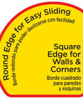 5 Inch Corner Furniture Sliders For Carpet Set Of 4 Beige Anti Slip Moving Pads label showing round and square edge features