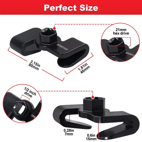 Wrench Extender Tool For One Half Inch Drive And Twenty One Millimeter Hex Drive Heat Treated Adjustable Adapter with size details