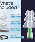 High Fidelity Ear Plugs for Musicians and Club Goers Reusable Noise Cancelling Ear Protection Up to 29dB NRR with accessories included.