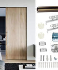 Heavy Duty Aluminum Barn Door Rail Set With Smooth As Butter Sliding Track Replacement Kit For Cabinet Doors Built Like A Tank Featuring Silent Rollers And Zero Sweat Installation, including track and hardware.