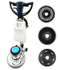 Front view of 18 Inch Commercial Floor Scrubber Buffer Built Tough Polisher With 1100W Motor And 12L Tank For Hotel Carpet And Tile Cleaning Butterfly Handle Low Noise 110V with interchangeable brushes