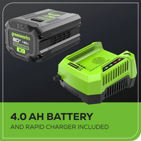 Heavy Duty 80V Cordless Backpack Leaf Blower Featuring 750 Cfm Brushless Motor Paired With A 4 Point Zero Ah Battery And Charger for efficient charging.