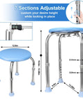 Sturdy Heavy Duty Stainless Steel Shower Stool 350 Lb Capacity With Round Tub Seat And Grab Bar Non Slip Feet Adjustable Height