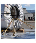 Heavy Duty Ratchet Load Binder For 3/8 To 1/2 Inch Grade 70 Transport Chain securing industrial cargo with swivel hooks